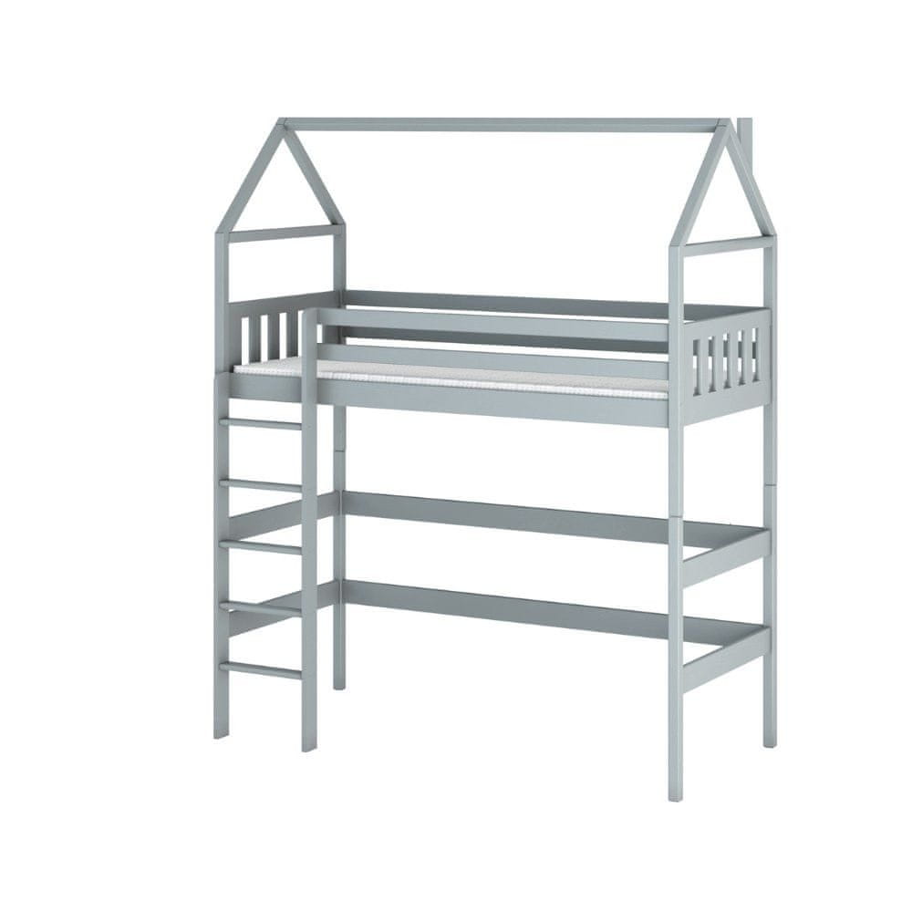 Veneti Detská posteľ s horným spaním NITSA - 90x200, šedá